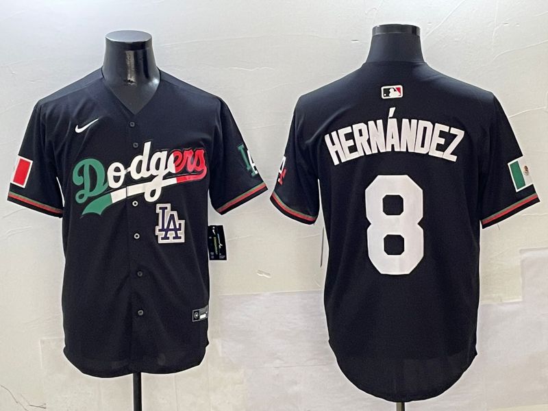 Men Los Angeles Dodgers 8 Hernandez Black Mexico Nike 2025 MLB Jersey style 10